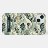 Japanese Wave Pattern Monogrammed iPhone Hoesje (Achterkant horizontaal)