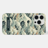 Japanese Wave Pattern Monogrammed iPhone Hoesje (Achterkant horizontaal)