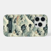 Japanese Wave Pattern Monogrammed iPhone Hoesje (Achterkant horizontaal)