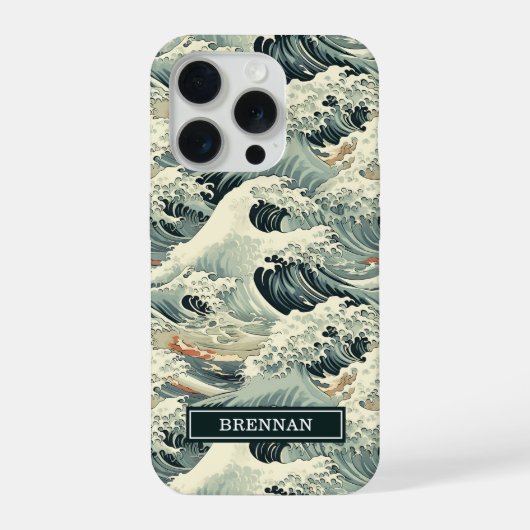 Japanese Wave Pattern Monogrammed iPhone Hoesje (Achterkant)