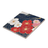 Japanese Waves and Blossoms Ceramic Tile - Piece 5 Tegeltje (Zijkant)