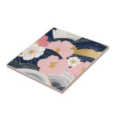 Japanese Waves and Blossoms Ceramic Tile - Piece 7 Tegeltje (Zijkant)