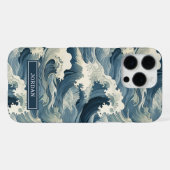 Japanese Waves Pattern Monogrammed iPhone Hoesje (Achterkant horizontaal)