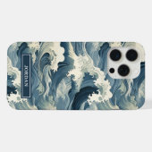 Japanese Waves Pattern Monogrammed iPhone Hoesje (Achterkant horizontaal)