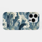 Japanese Waves Pattern Monogrammed iPhone Hoesje (Achterkant horizontaal)