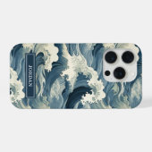 Japanese Waves Pattern Monogrammed iPhone Hoesje (Achterkant horizontaal)