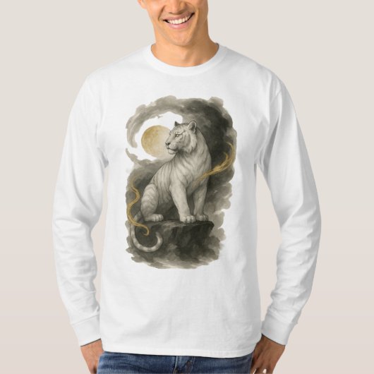 【Japanese White Tiger Long Sleeve T-Shirt】 T-shirt (Voorkant)