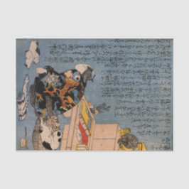 JAPANESE WOODBLOCK-AFDRUKpapier, KAT- EN MAN- Tissuepapier