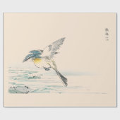 JAPANESE WOODBLOCK BIRD-AFDRUKKELIJK PEACH-verloop Cadeaupapier (Vlak)