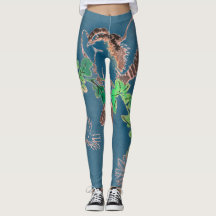 JAPANESE WOODBLOCK BIRD Leggings AFGEDRUKT