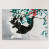 JAPANESE WOODBLOCK : Kat met tomaat Legpuzzel (Horizontaal)