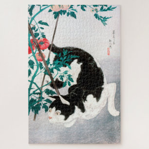 JAPANESE WOODBLOCK : Kat met tomaat Legpuzzel