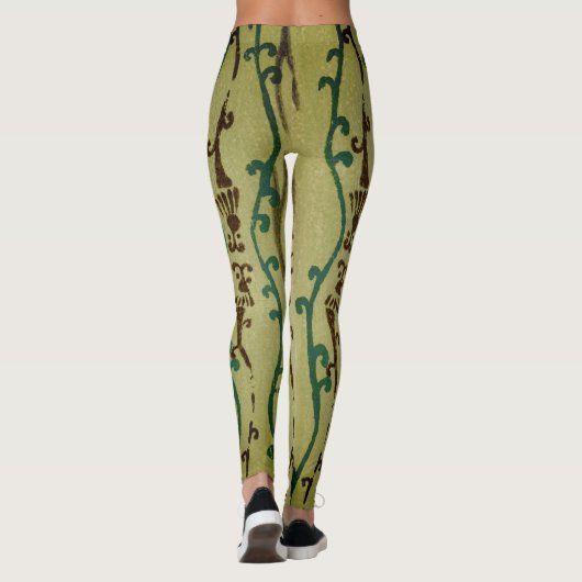 JAPANESE WOODBLOCK PATTERN AFDRUKTE LEGGINGS GROEN (Achterkant)