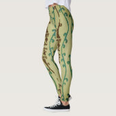 JAPANESE WOODBLOCK PATTERN AFDRUKTE LEGGINGS GROEN (Links)