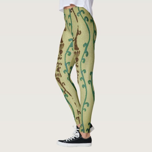 JAPANESE WOODBLOCK PATTERN AFDRUKTE LEGGINGS GROEN (Links)
