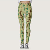 JAPANESE WOODBLOCK PATTERN AFDRUKTE LEGGINGS GROEN (Voorkant)