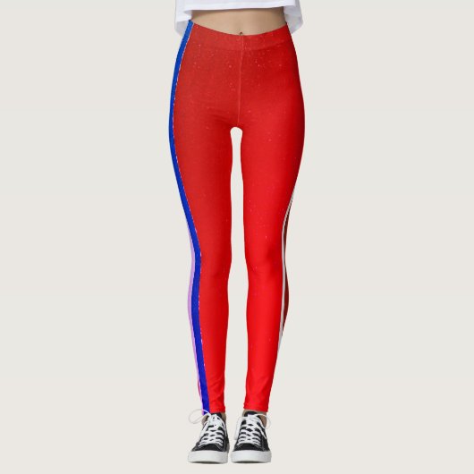 JAPANESE WOODBLOCK PATTERN AFDRUKTE LEGGINGS RED (Voorkant)