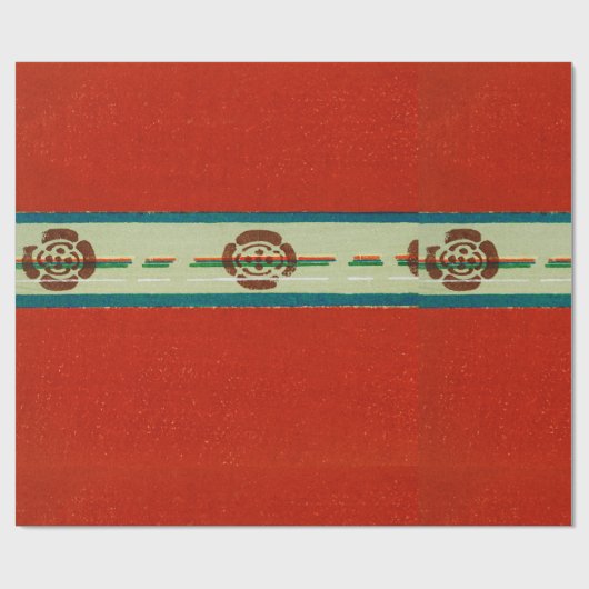 JAPANESE WOODBLOCK PATTERN RED WRAPPING PAPER CADEAUPAPIER (Vlak)