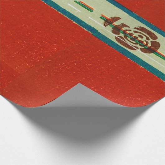 JAPANESE WOODBLOCK PATTERN RED WRAPPING PAPER CADEAUPAPIER (Hoek)