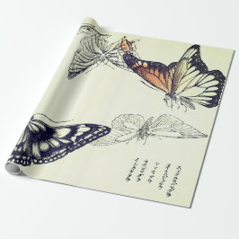JAPANESE WOODBLOCK PRINT BUTTERFLY Wrapping Paper Cadeaupapier