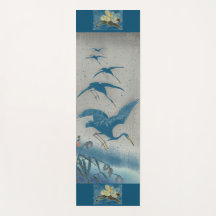 JAPANESE WOODBLOCK PRINT CRANES AS YOGA Mat