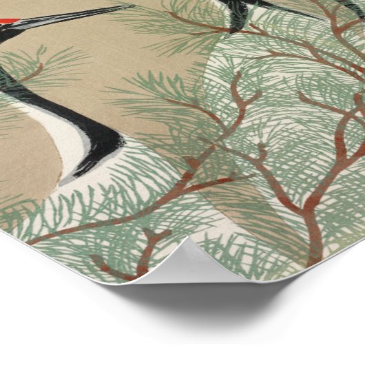 Japanese woodblock-print Cranes - Kamisaka Sekka Poster (Hoek)