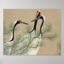 Japanese woodblock-print Cranes - Kamisaka Sekka