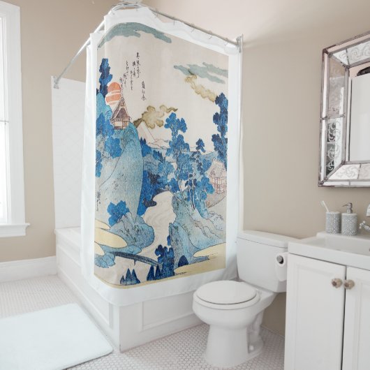 JAPANESE WOODBLOCK PRINT LANDSCAPE Shower Curtain Douchegordijn (In situ)