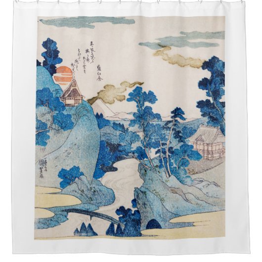 JAPANESE WOODBLOCK PRINT LANDSCAPE Shower Curtain Douchegordijn (Voorkant)