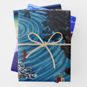 JAPANESE WOODBLOCK PRINT LANDSCAPES GIFT WRAPPING INPAKPAPIER VEL (In situ)