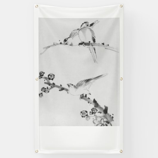 JAPANESE WOODBLOCK PRINT OF BIRDS BANNER (Verticaal)