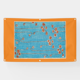 JAPANESE WOODBLOCK PRINT OF WATER LILIES ON Banner