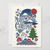 Japanese Woodblock Style Christmas Feestdagenkaart (Voorkant)