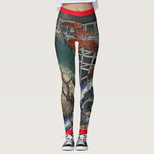 JAPANESE WOODBLOKAFDRUKKING VAN DRUKTE LEGGINGS (Voorkant)