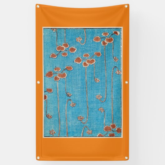 JAPANESE WOODBLOKAFDRUKKING VAN WATERLILEN OP Bann Spandoek (Verticaal)