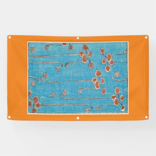 JAPANESE WOODBLOKAFDRUKKING VAN WATERLILEN OP Bann Spandoek (Horizontaal)