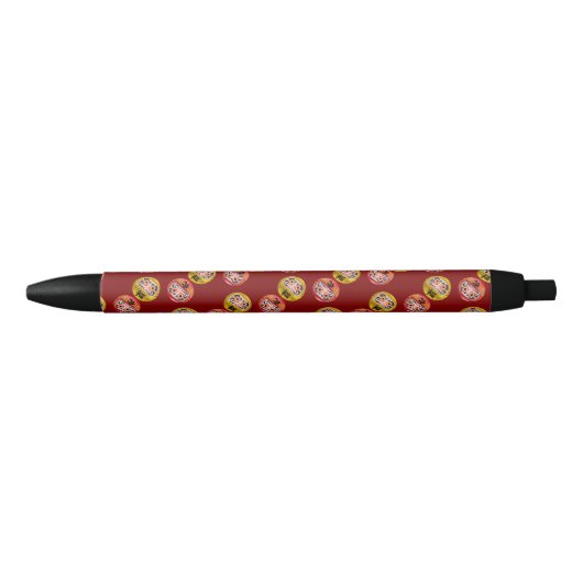  "Japanese Zen Daruma & Kanji – Never Give Up" Zwarte Inkt Pen (Voorkant)