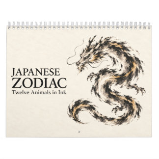 Japanese Zodiac Animals in Bold Sumi-e Ink Kalender