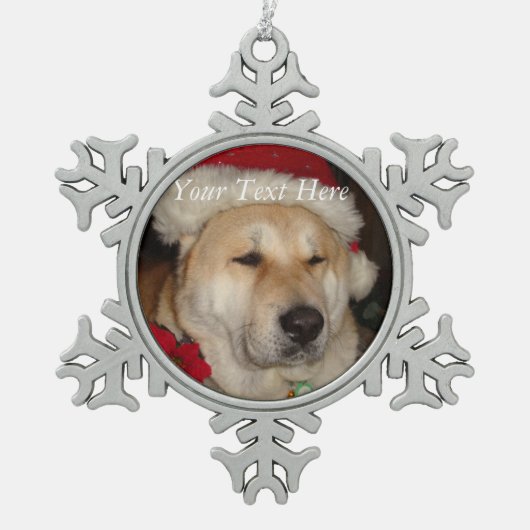 japaneses akita op kerstfeest santa - hoed tin sneeuwvlok ornament (Voorkant)