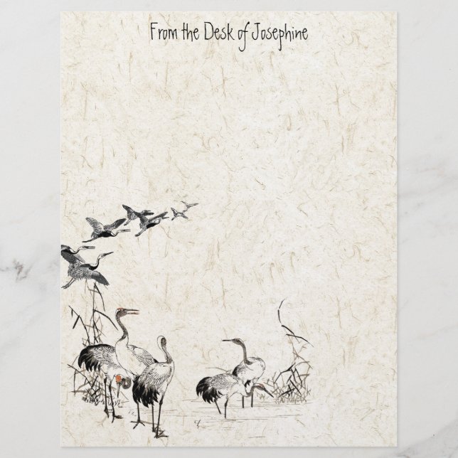 Japanner Crane Bird Wetland Wildlife Letterhead Briefhoofd (Voorkant)