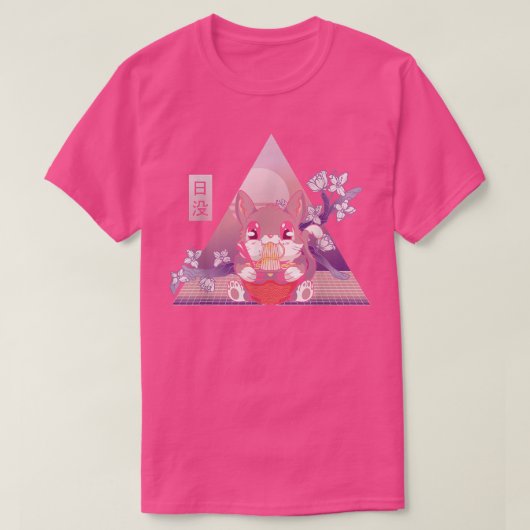 Japanner Ramen Cat Cherry Blossom Otaku T-shirt (Design voorkant)