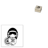 Japanner Umbrella Geisha Girl in Kimono 2 Rubberstempel (Gestempeld)