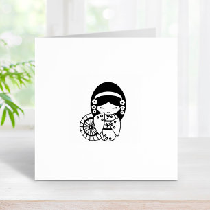 Japanner Umbrella Geisha Girl in Kimono 2 Rubberstempel