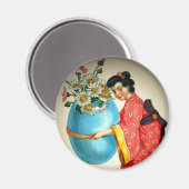  Japanners, eiervaas met bloemen, ZSSG Magneet (Voorkant / Achterkant)