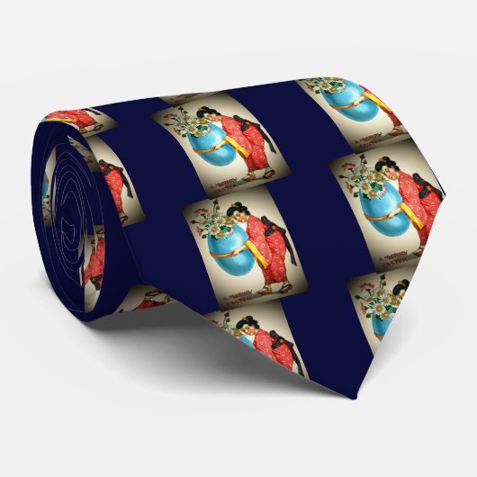  Japanners, eiervaas met bloemen, ZSSG Stropdas (Opgerold)