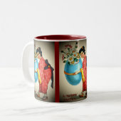 Japanners, eiervaas met bloemen, ZSSG Tweekleurige Koffiemok (Voorkant links)