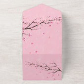 Japanners met scrollCherry Blossom Wedding All In One Uitnodiging (Buitenkant)