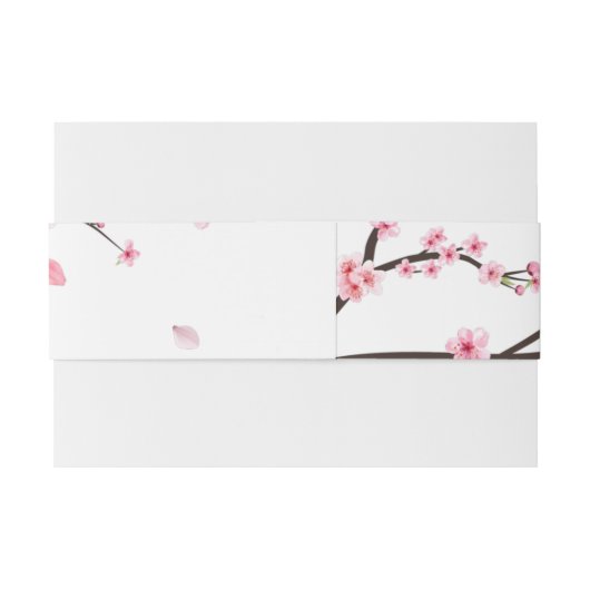 Japanners met scrollCherry Blossom Wedding Uitnodigingen Wikkel (Achterkant Voorbeeld)