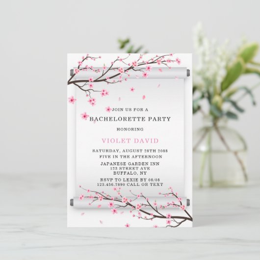 Japanners met scroller Blossom Bachelorette Kaart (Staand voorkant)