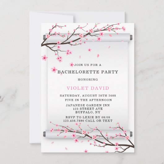 Japanners met scroller Blossom Bachelorette Kaart (Voorkant)
